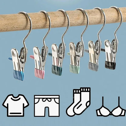 10pcs Stainless Steel Portable Hanging Clothes Clips