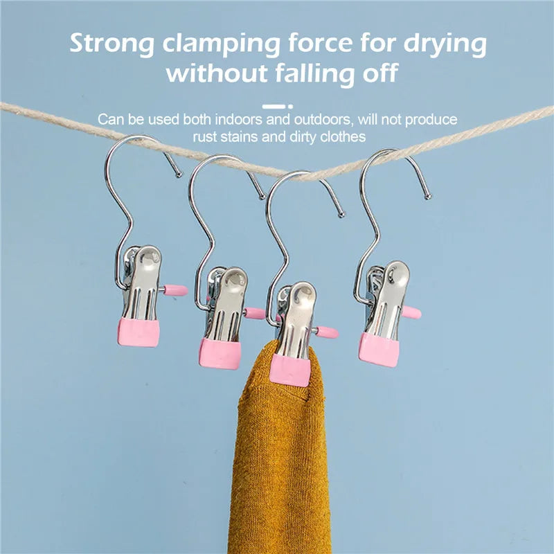 10pcs Stainless Steel Portable Hanging Clothes Clips